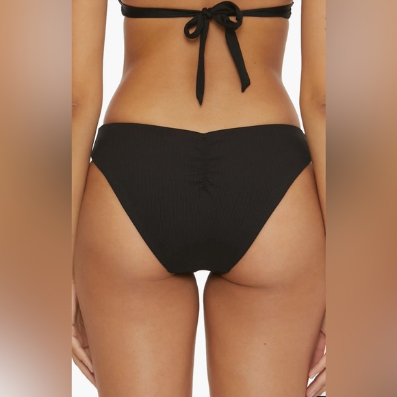 NWT $146 BECCA Medium M 8 10 Black Ribbed Sexy Bikini 2 piece swimsuit NEW Gold - Picture 5 of 16